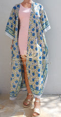 Boho Chic Cotton Cover Up – Floral Summer Robe with Belt, One of a Kind Piece Annalou Design