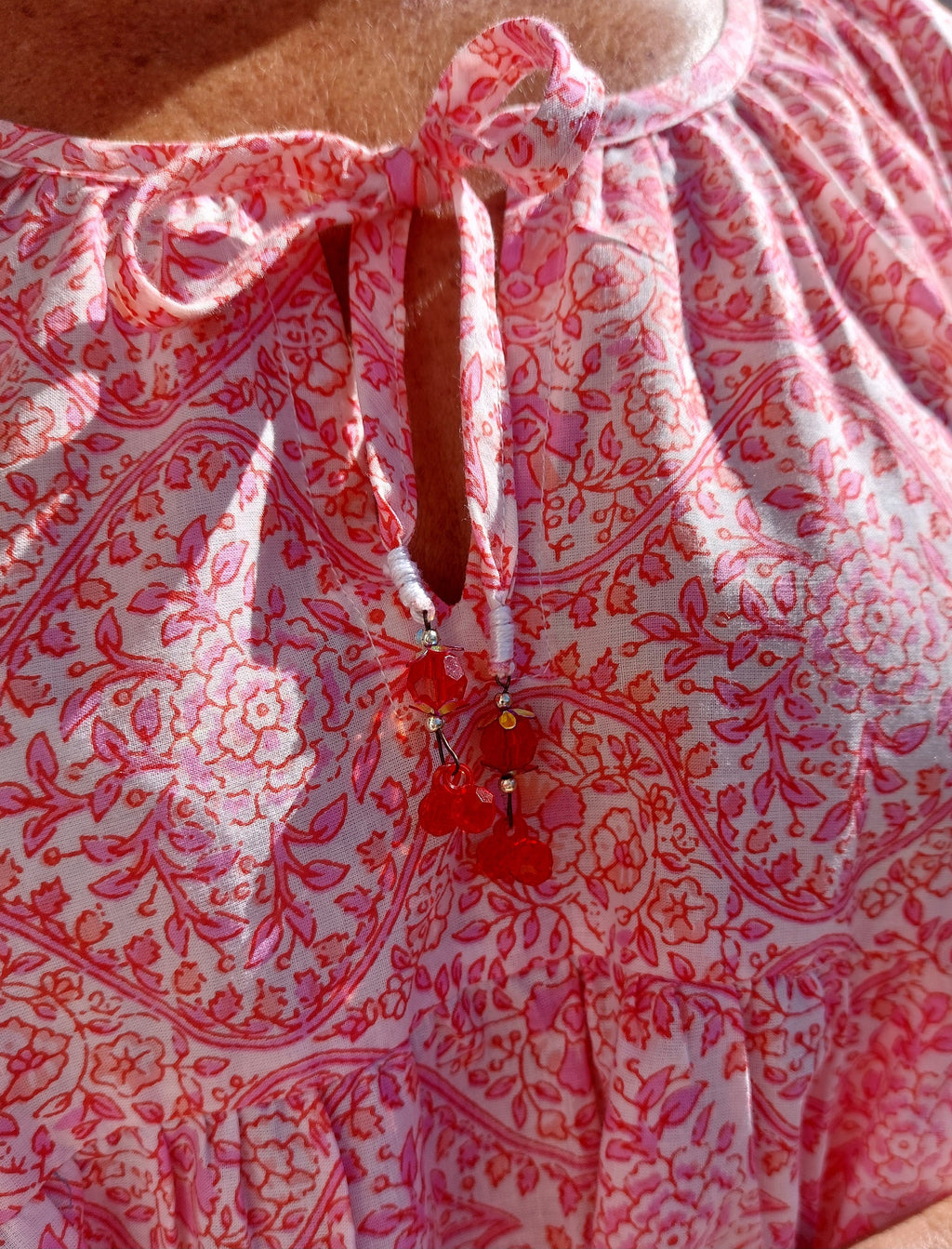 midi dress in cotton pink pattern