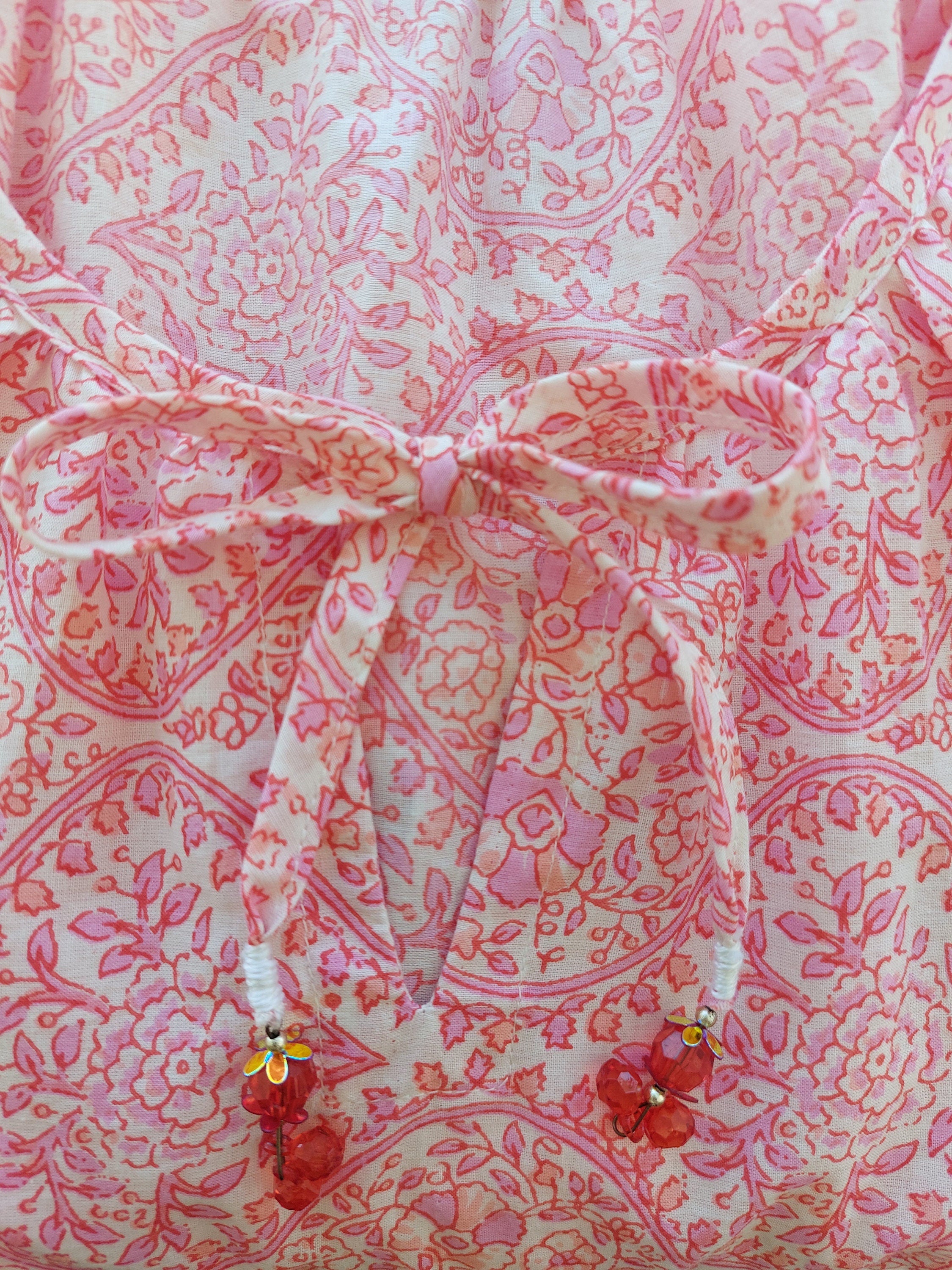 midi dress in cotton pink pattern