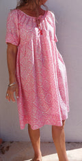 midi dress in cotton pink pattern