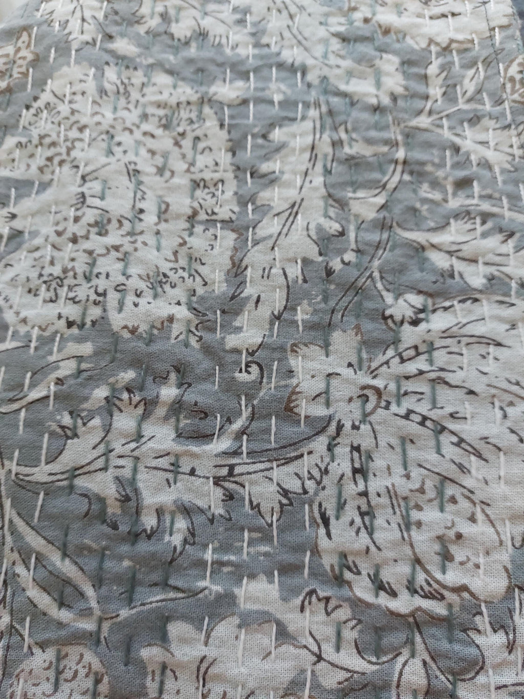open jacket in cotton not quilted,kimono shape,mid-season cardigan,in the shades of greys,big flowers print,limited series,hand embroidery
