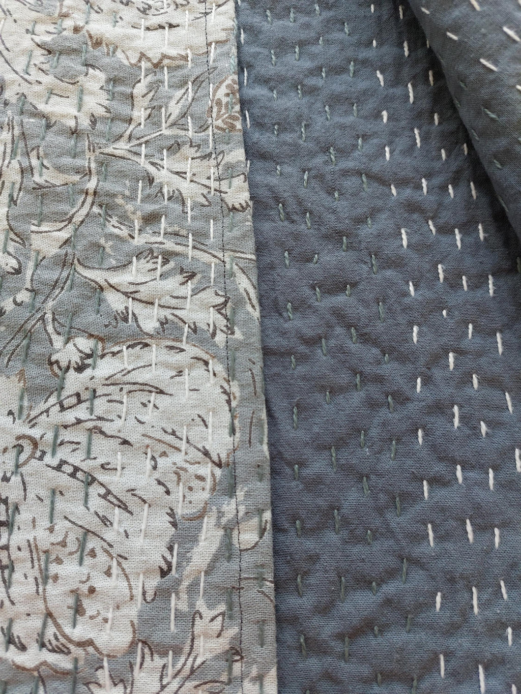 open jacket in cotton not quilted,kimono shape,mid-season cardigan,in the shades of greys,big flowers print,limited series,hand embroidery
