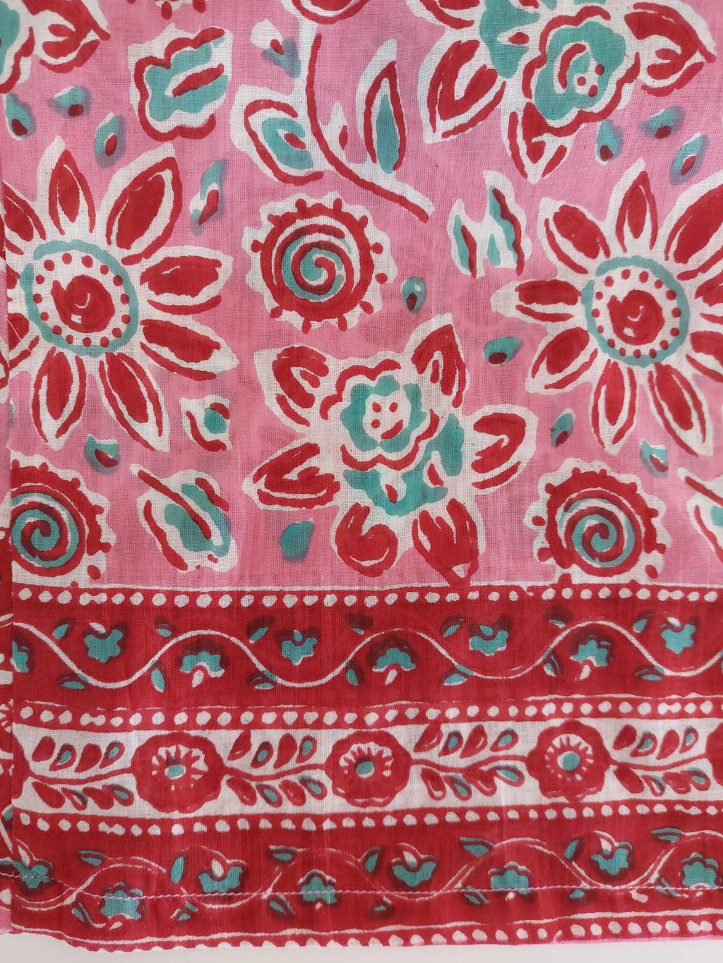 long kaftan in soft cotton, pink floral pattern