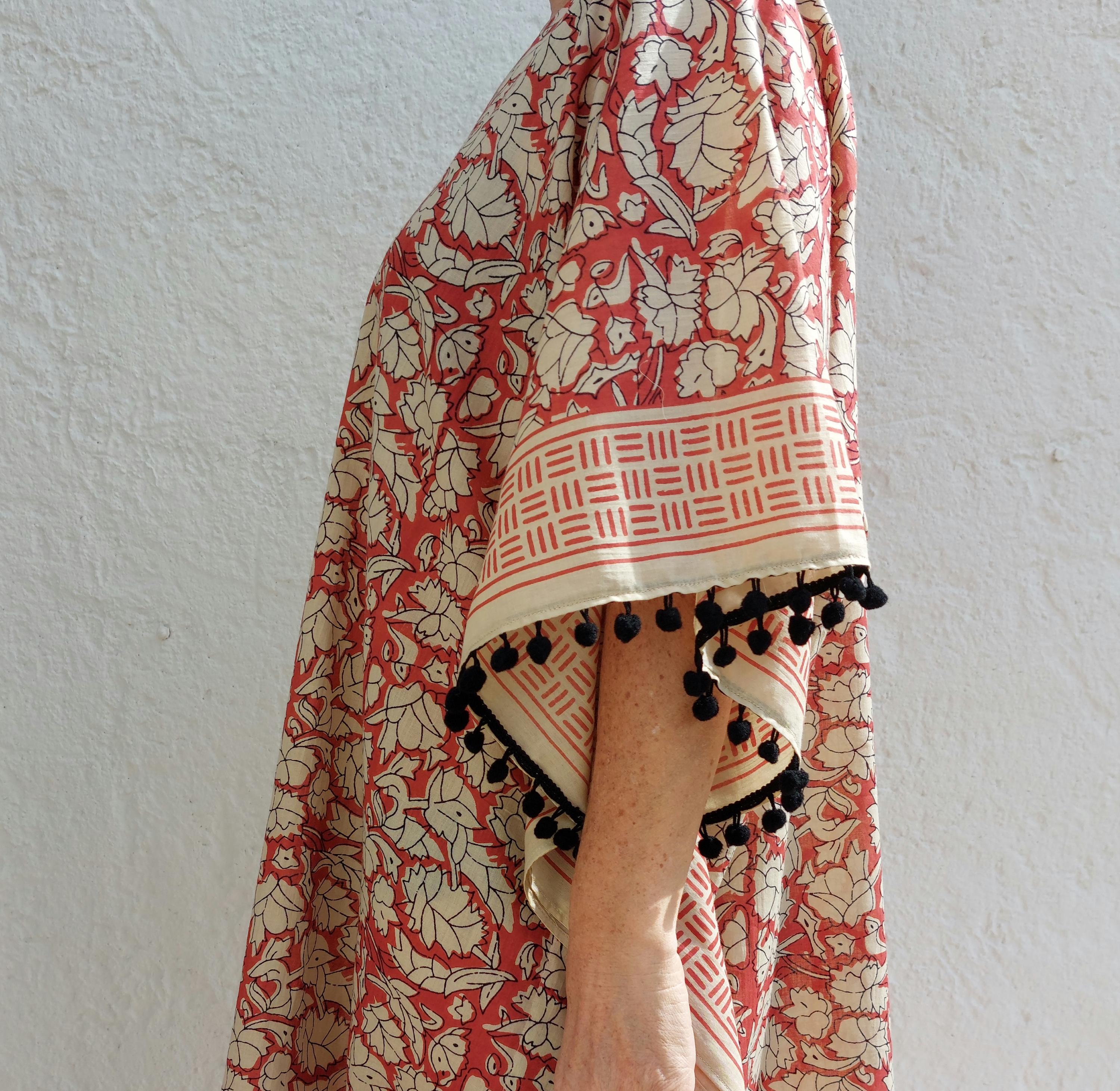Rust Beige Short Kaftan, Soft Cotton Beach Cover Up, Bohemian Summer Tunic, Lightweight Resort Wear, Handmade Women's Fashion