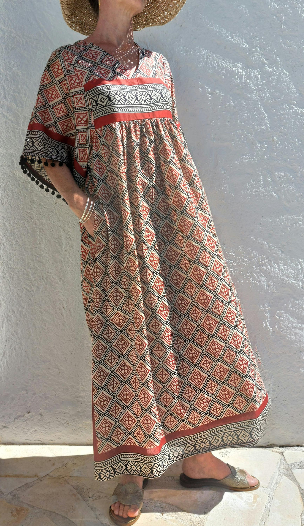 oversize dress,black diamonds pattern on soft cotton