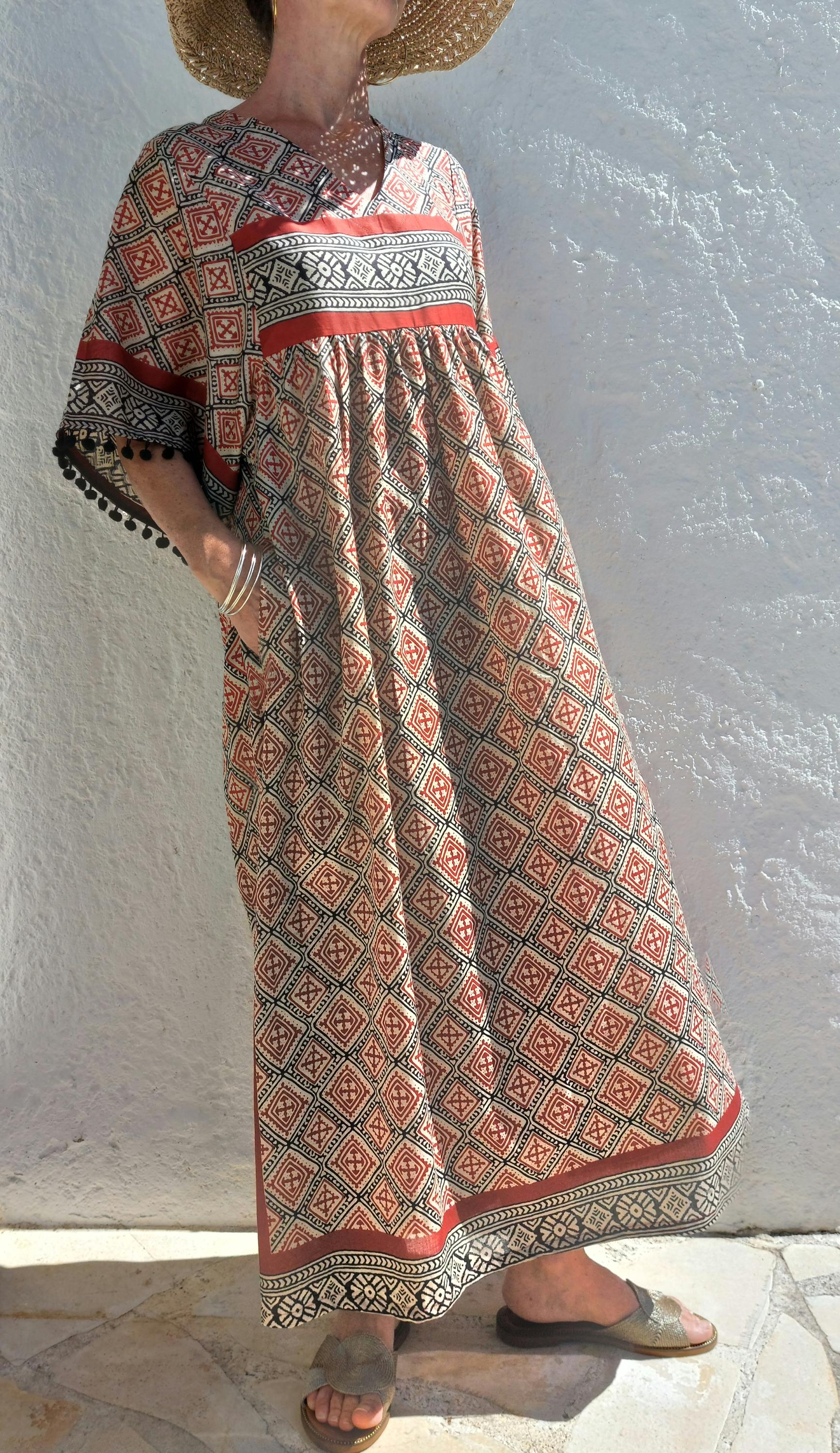 oversize dress,black diamonds pattern on soft cotton