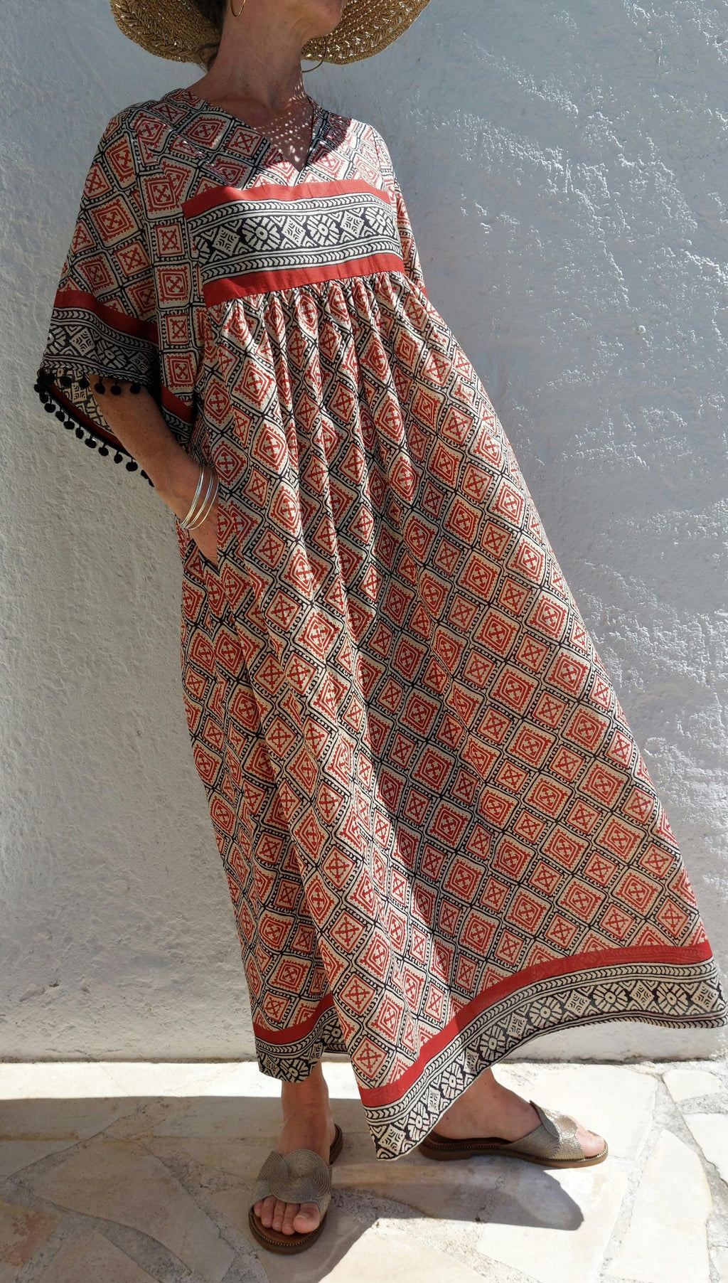 oversize dress,black diamonds pattern on soft cotton