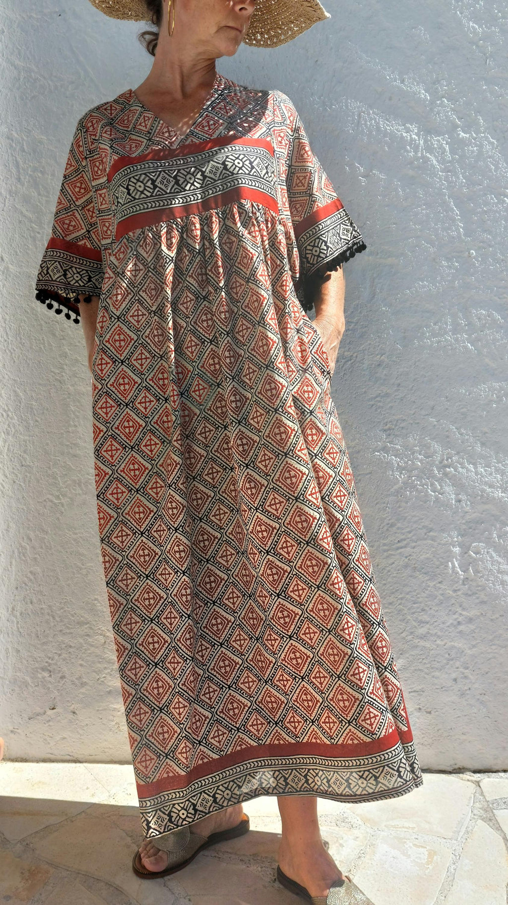 oversize dress,black diamonds pattern on soft cotton