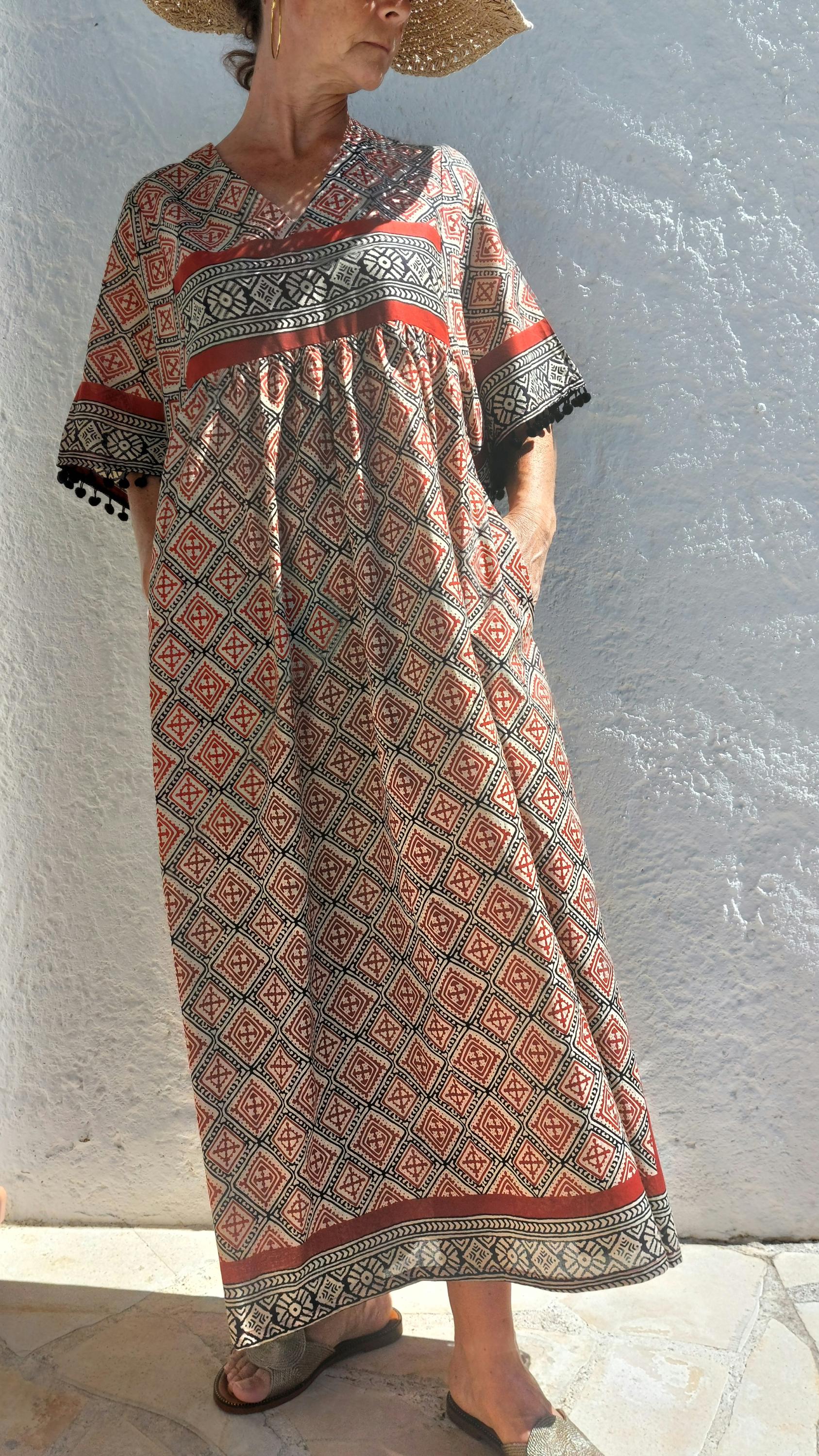 oversize dress,black diamonds pattern on soft cotton