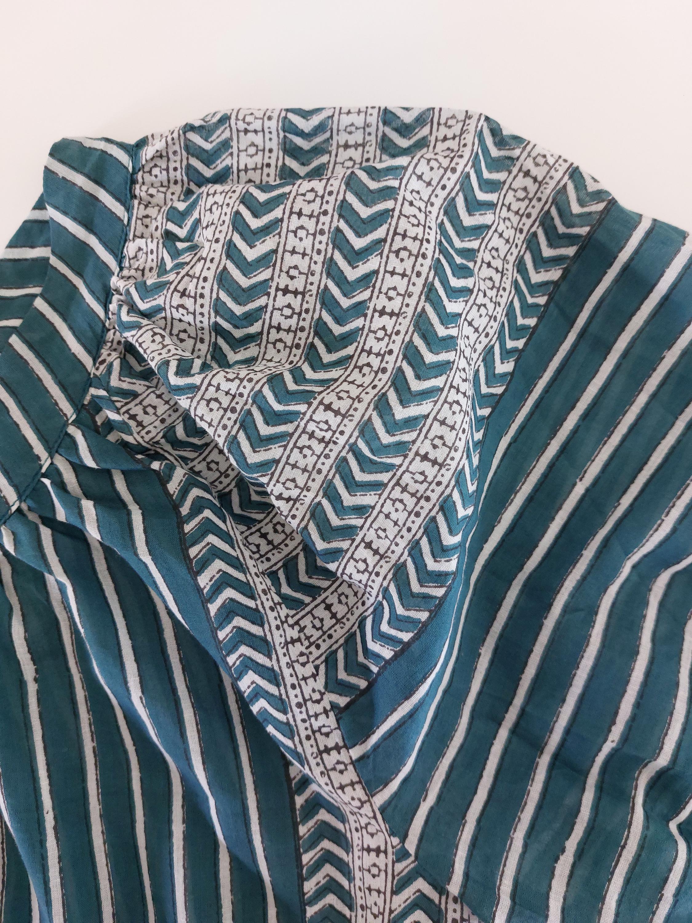 oversize tunic in soft cotton,peacock color stripes pattern