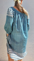 oversize tunic in soft cotton,peacock color stripes pattern