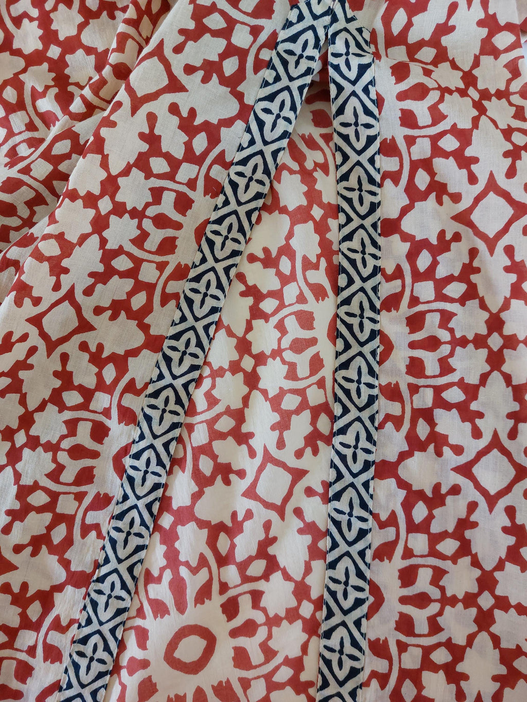 long cover-up in soft cotton, beige-rusty mosaic pattern