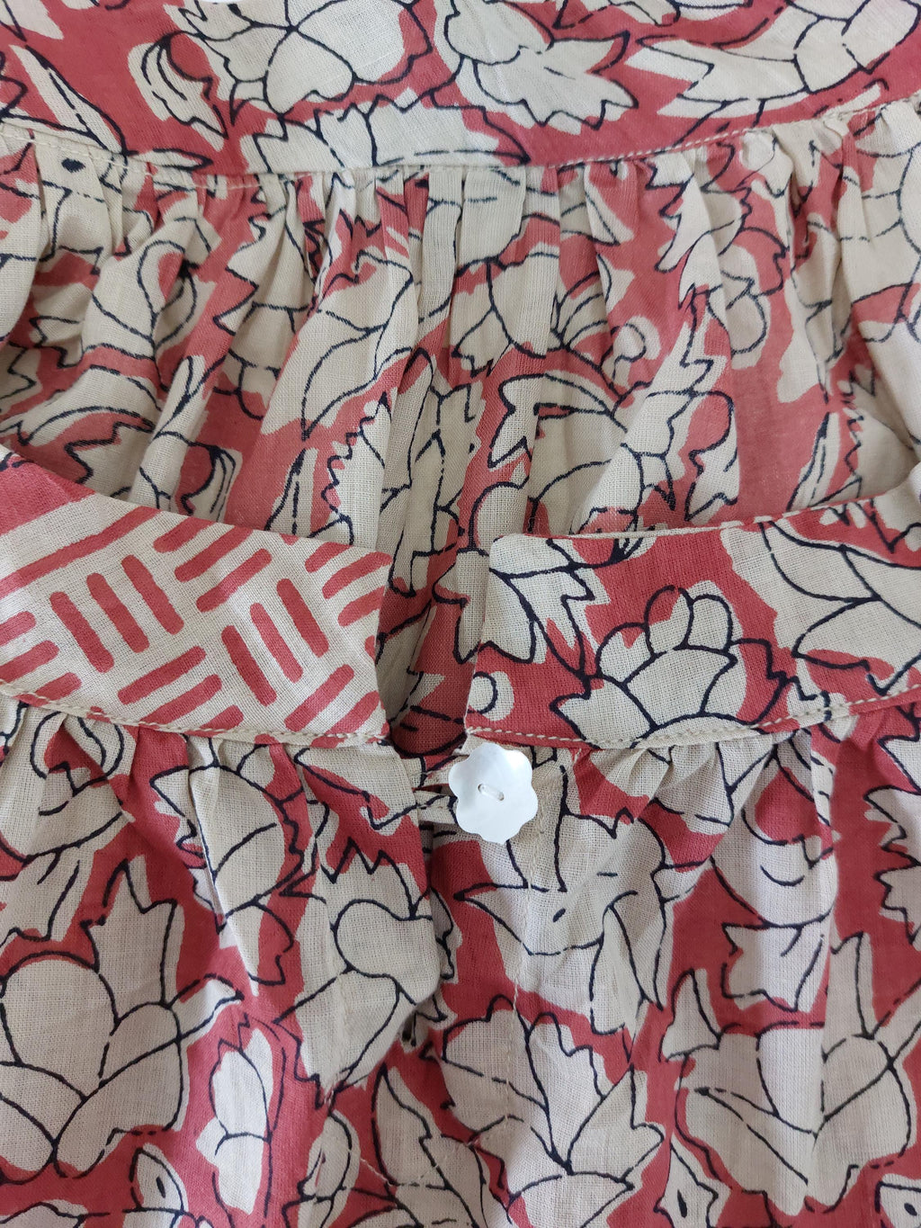 oversize tunic in soft cotton,beige rusty floral pattern