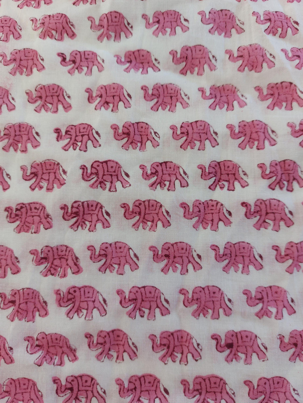 ruffles top in cotton handblock printed,pink elephant pattern,3/4 sleeves with ruffles,casual outfit,limited series