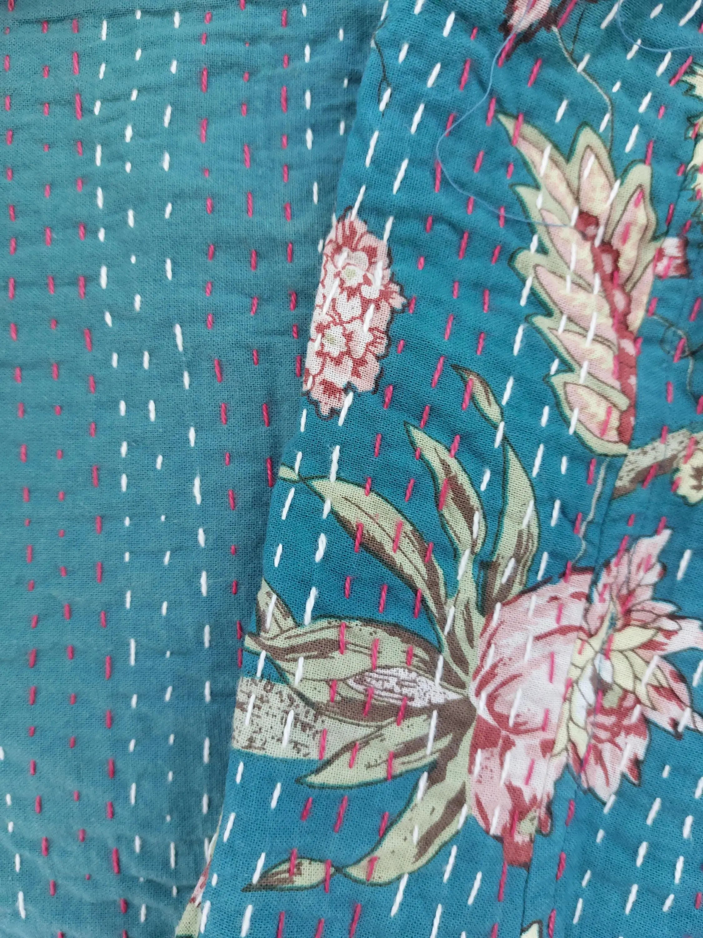 frock coat in cotton not quilted,teal color & floral pattern,pink hydrangea print,long jacket mid-season,boheme chic outfit,wedding outfit