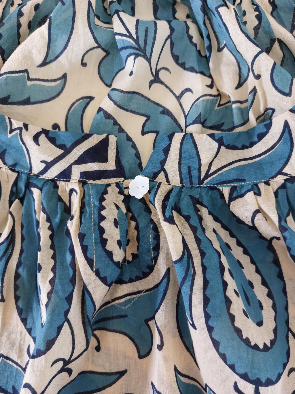 oversize tunic in soft cotton,beige blue paisley pattern