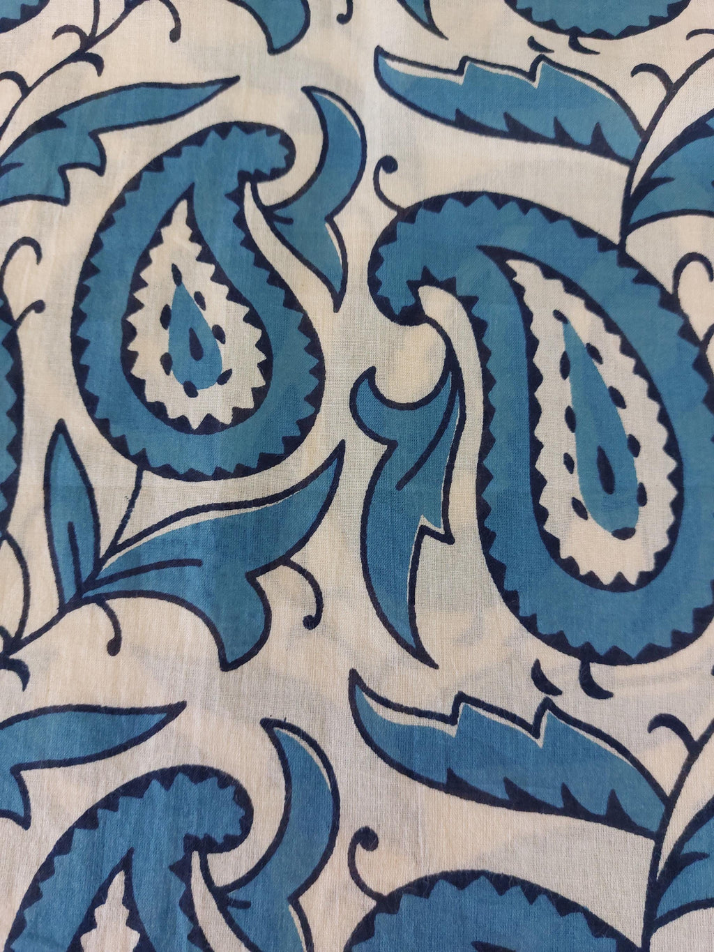 oversize tunic in soft cotton,beige blue paisley pattern