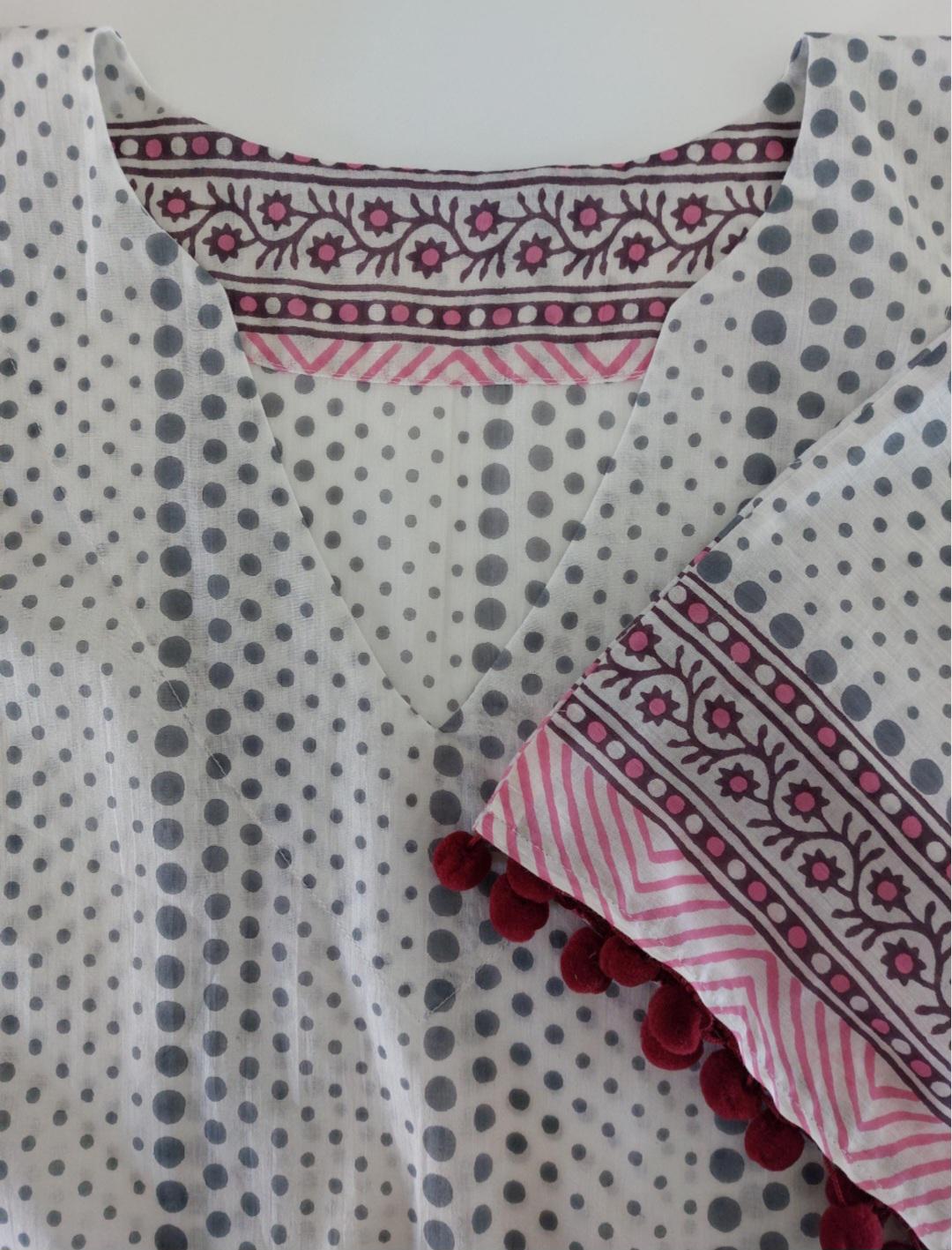 short kaftan in soft cotton,beach cover-up,pool party hippie chic dress,summer outfit,V neckline,one of a kind summer poncho.
