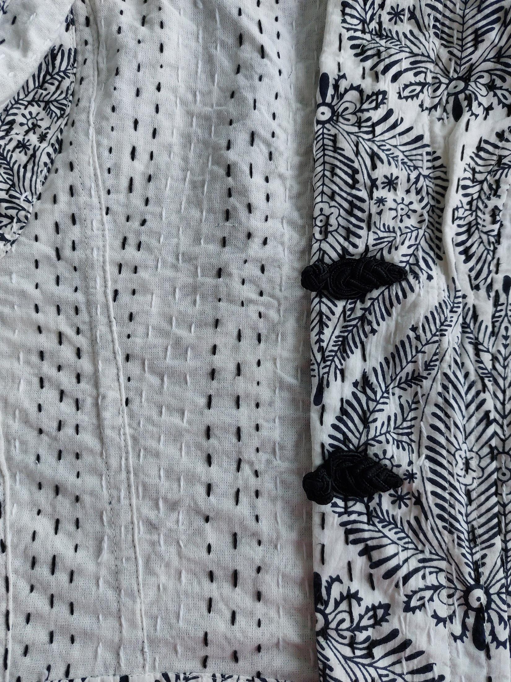 corset shape waistcoat in cotton,in the shades of black & white,diamond pattern,black brandeburg,fitted shape,hippie chic outfit