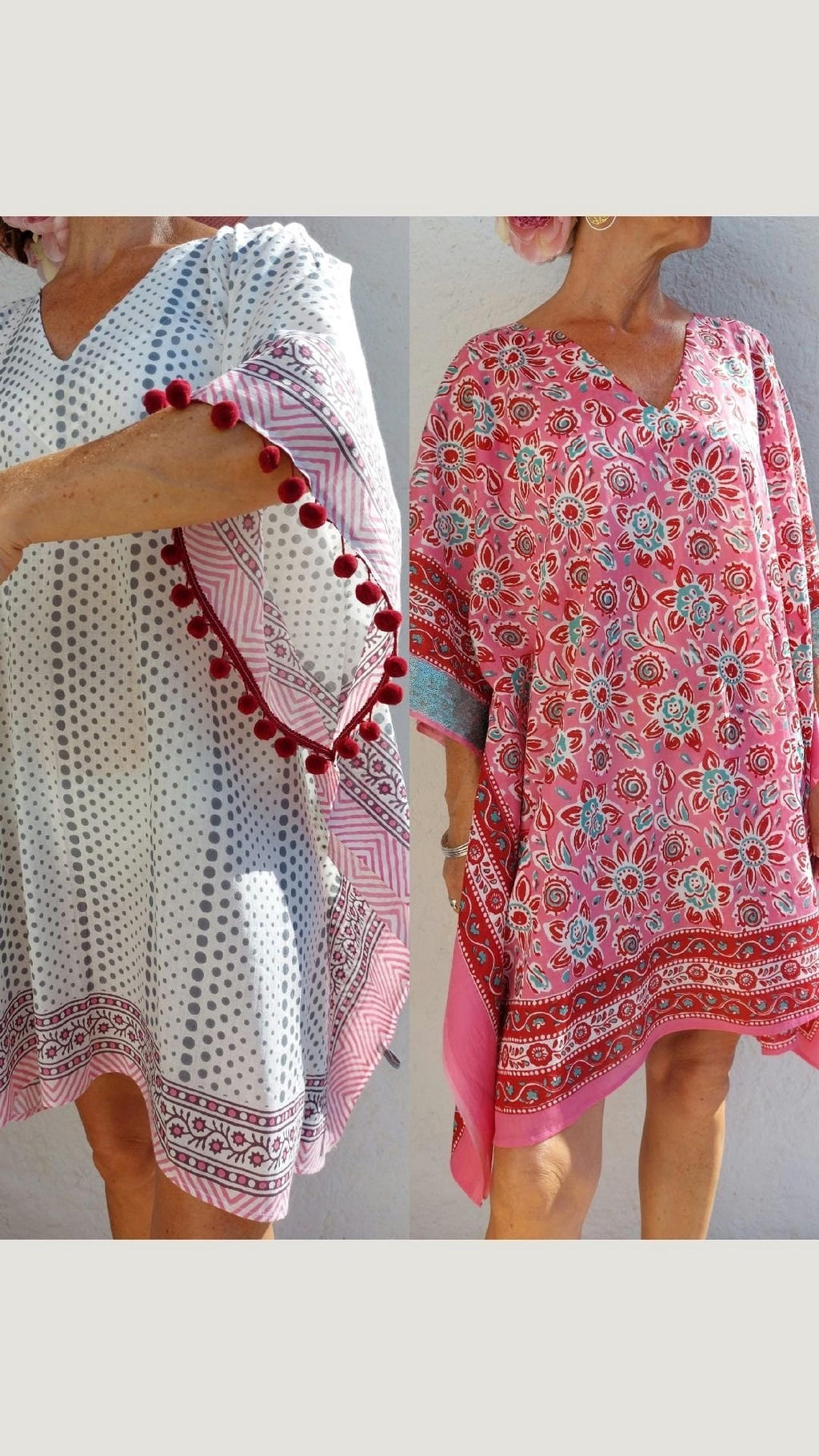 short kaftan in soft cotton,beach cover-up,pool party hippie chic dress,summer outfit,V neckline,one of a kind summer poncho.