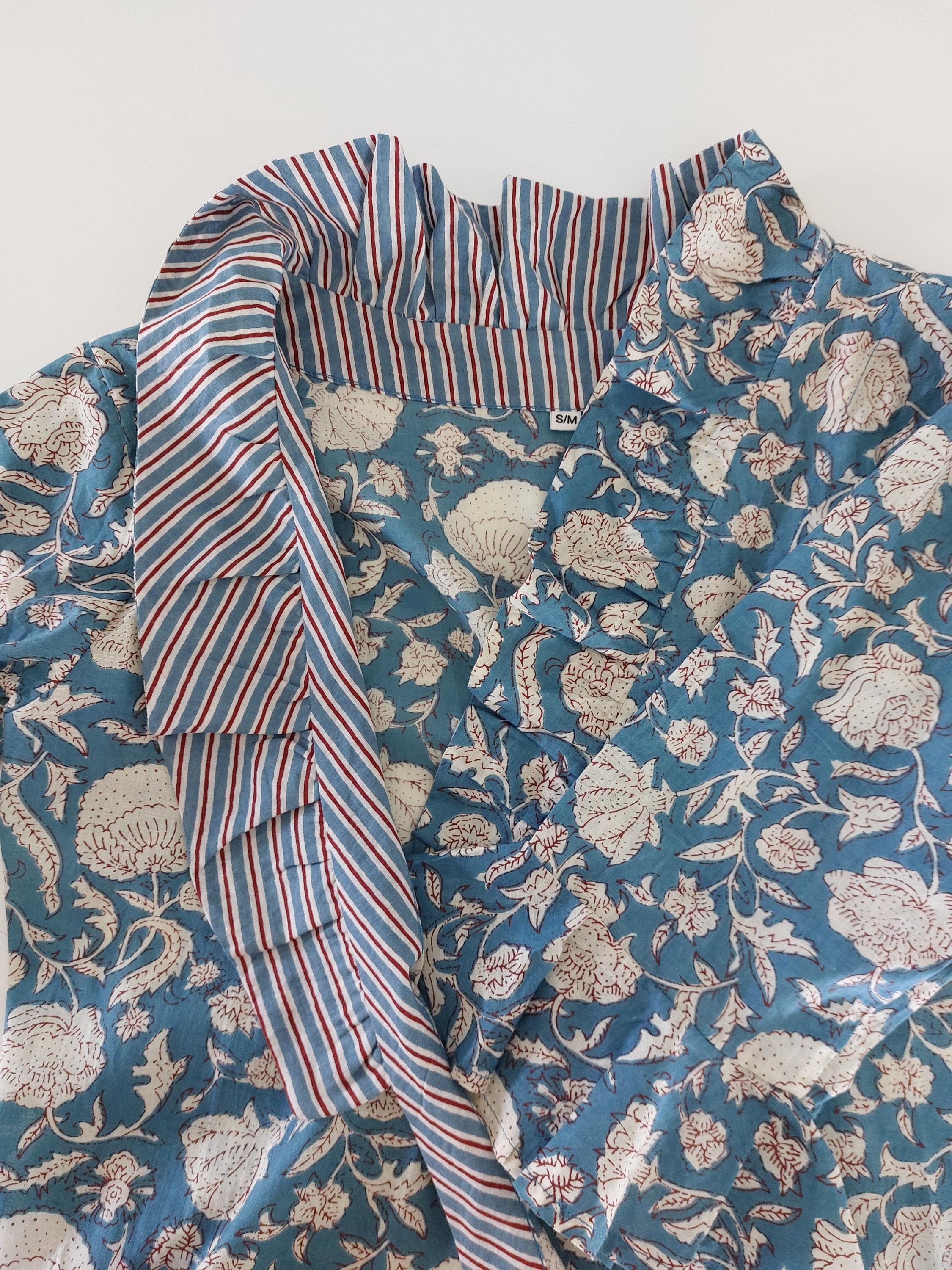 long wrap dress bluegrey color,floral pattern,ruffled collar,3/4 sleeves,boho chic,wedding outfit
