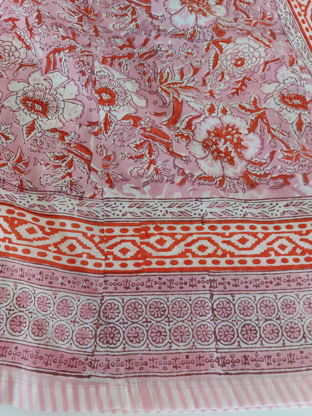 long kaftan in soft cotton, light pink color and orange flowers,beach outfit,summer dress bohochic
