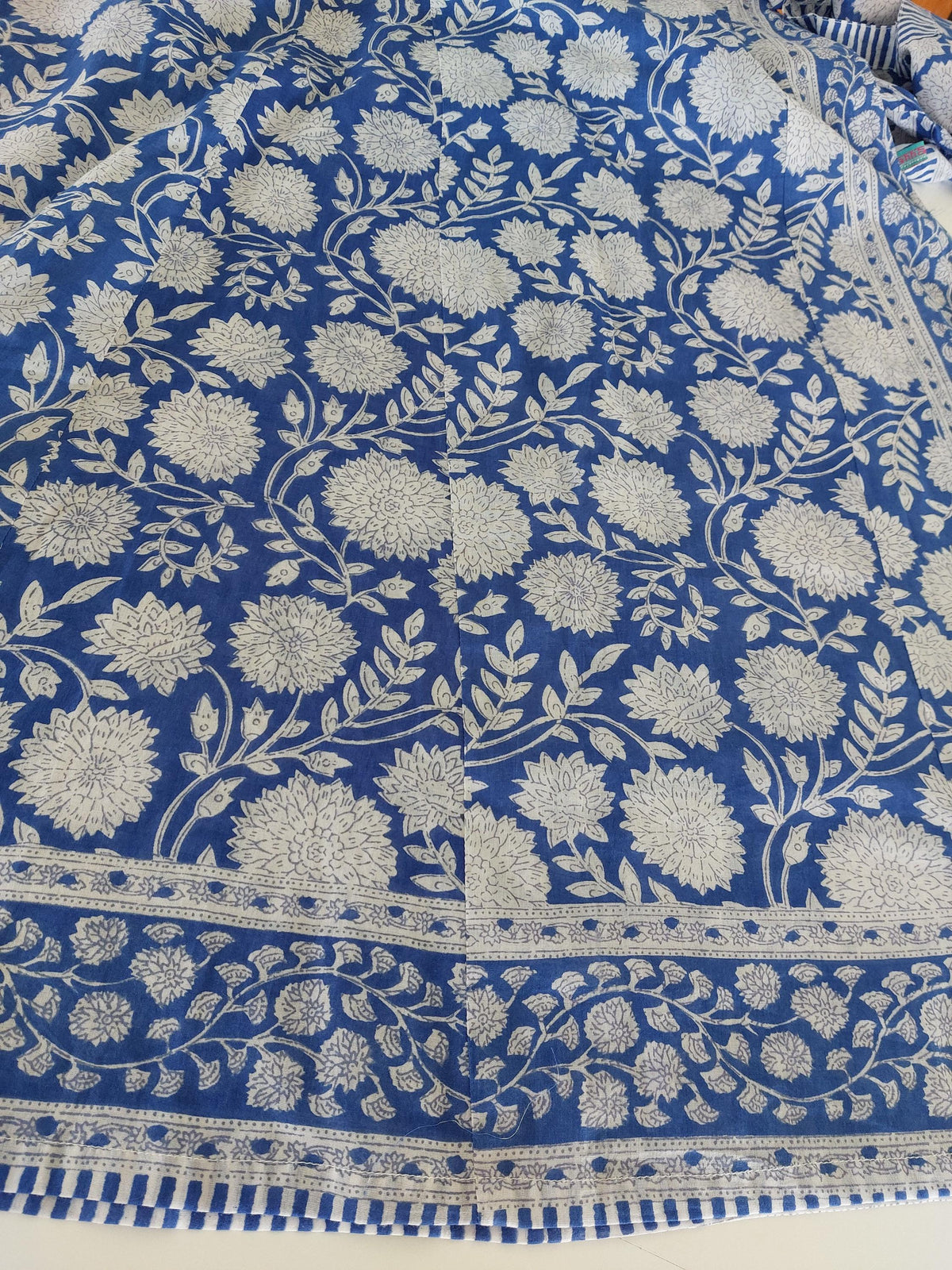 Long navy floral cotton kaftan