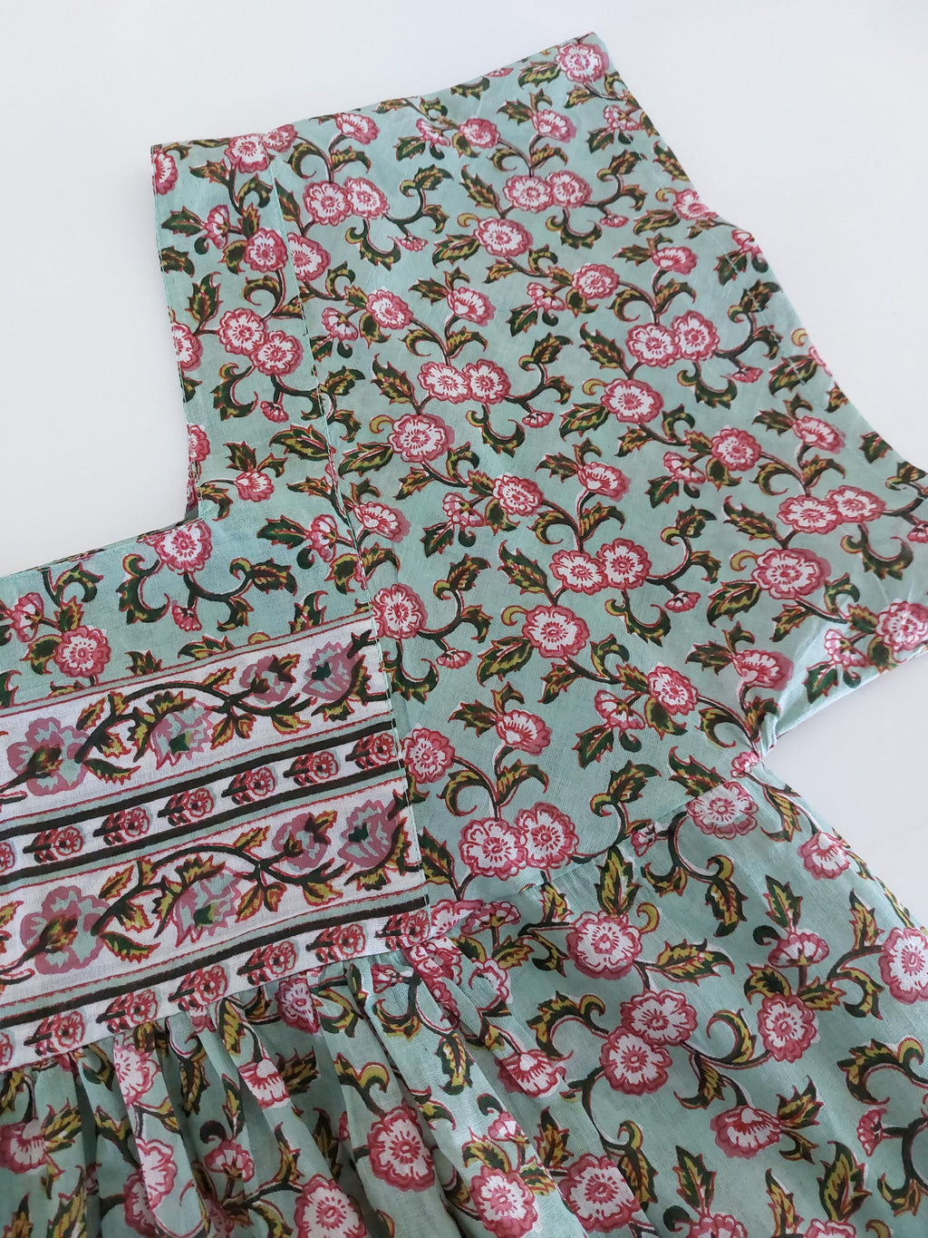 Flowy Soft Cotton Maxi Dress – Almond Green Floral Dress, Boho Chic Summer Outfit, Resort Wear for Women, Handmade Fashion, Limited Edition