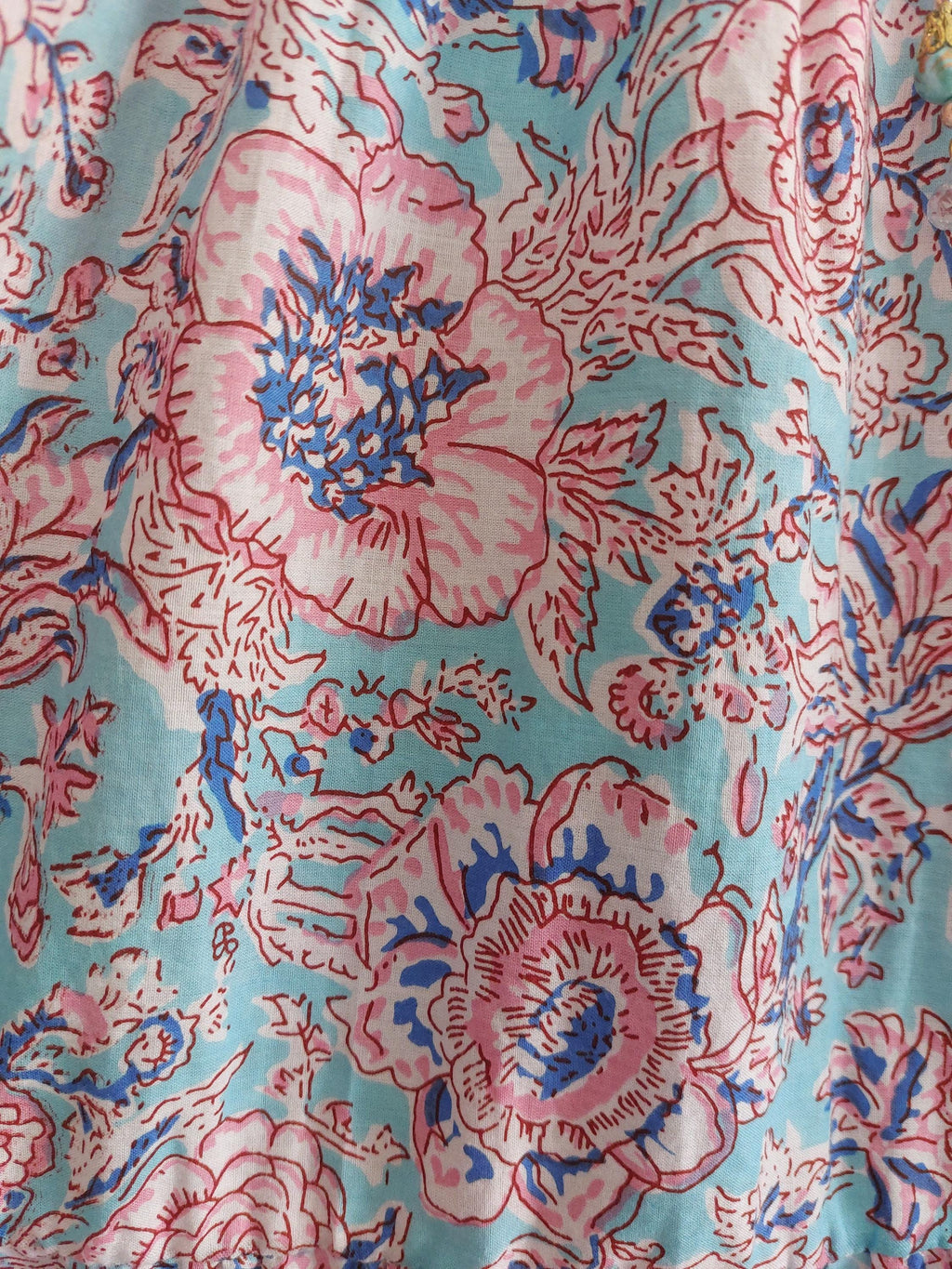 Long Soft Cotton Dress – Turquoise & Pastel Floral Boho Chic Maxi Dress,Flowy Summer Dress, Elegant Cotton Resort Wear, Holiday Dress