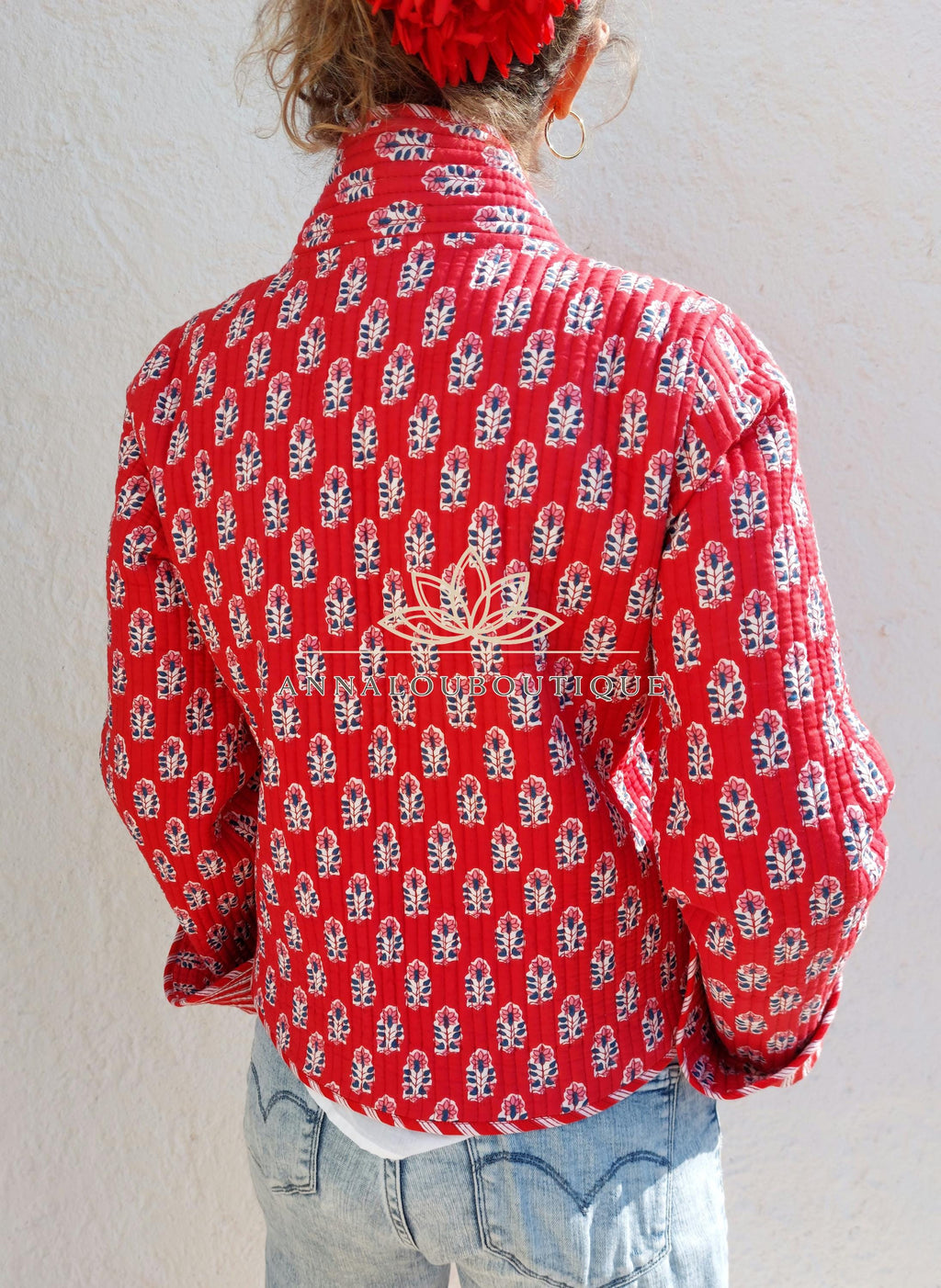 Reversible Quilted Cotton Crossed Jacket – Red Winter Coat