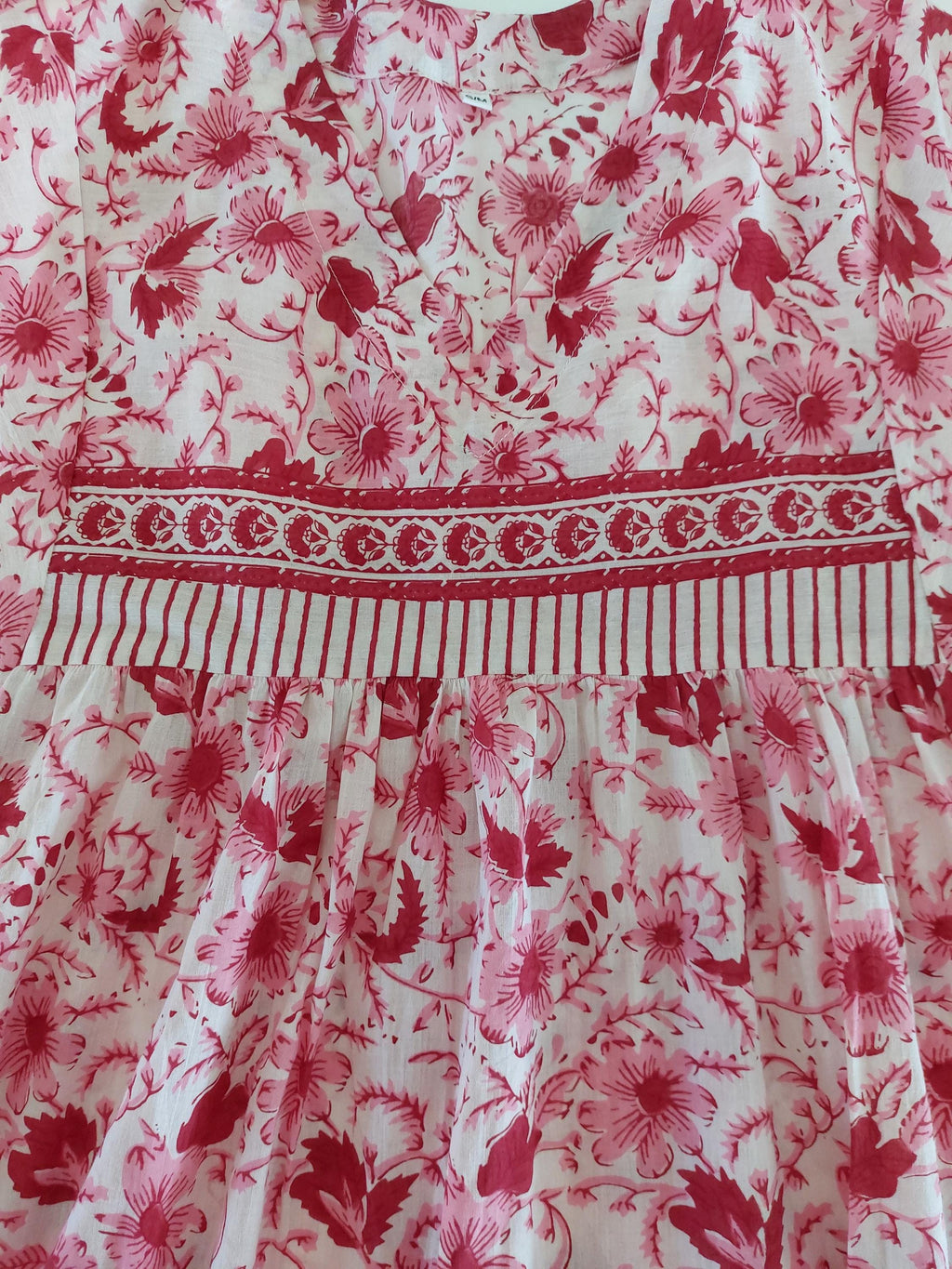 Red & Pink Floral Kaftan Dress – Oversized Soft Cotton Maxi Dress, Breathable Summer Wear, Bohemian Resort Outfit, Exclusive Design