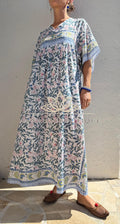 Floral Oversized Cotton Maxi Dress, Multicolor Flower Print Boho Dress, Soft Cotton Summer Outfit, Flowy Women's Dress