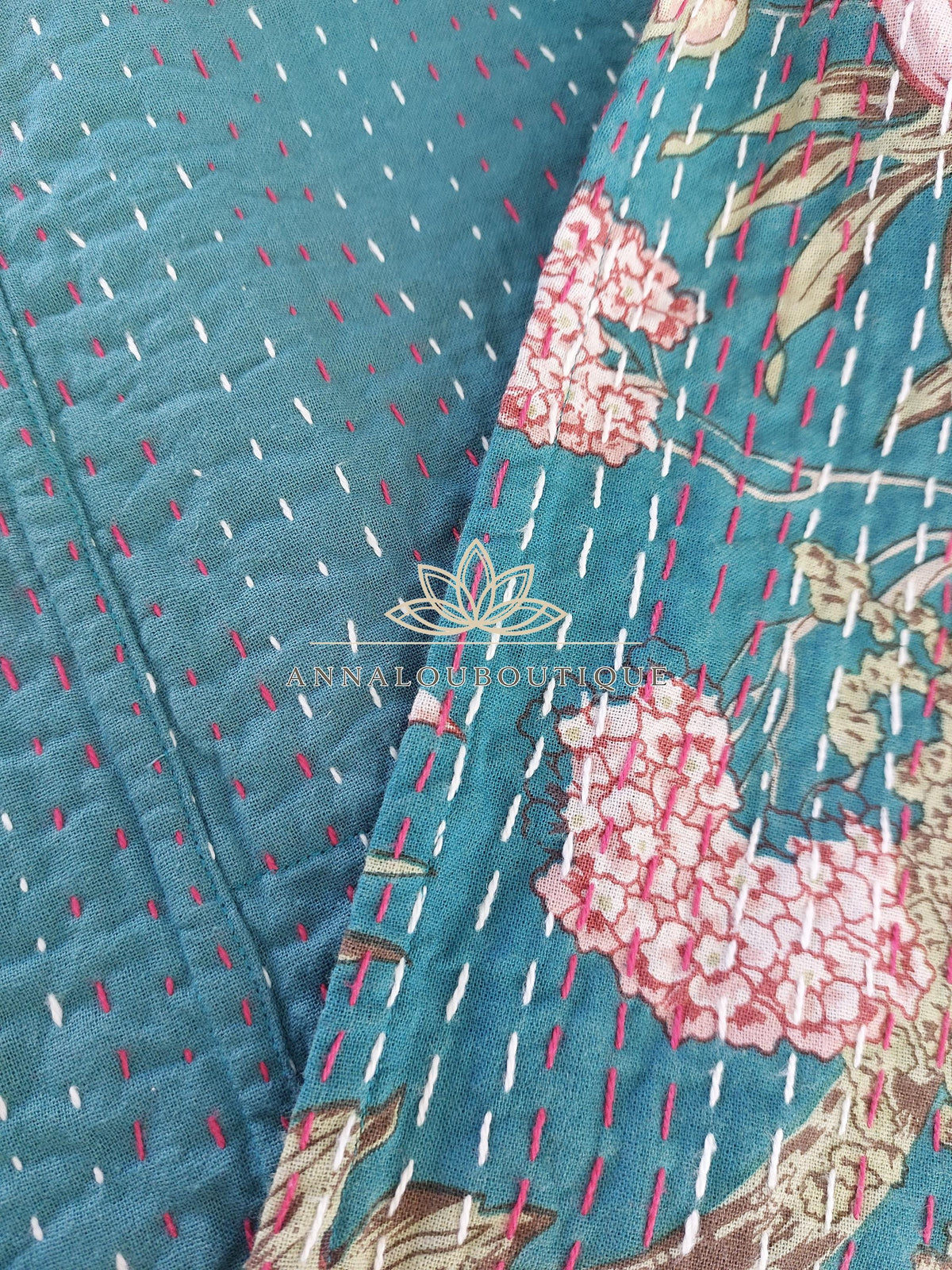Boho Chic Oversized Jacket – Teal Hydrangea Statement Coat with Large Collar & Sleeves