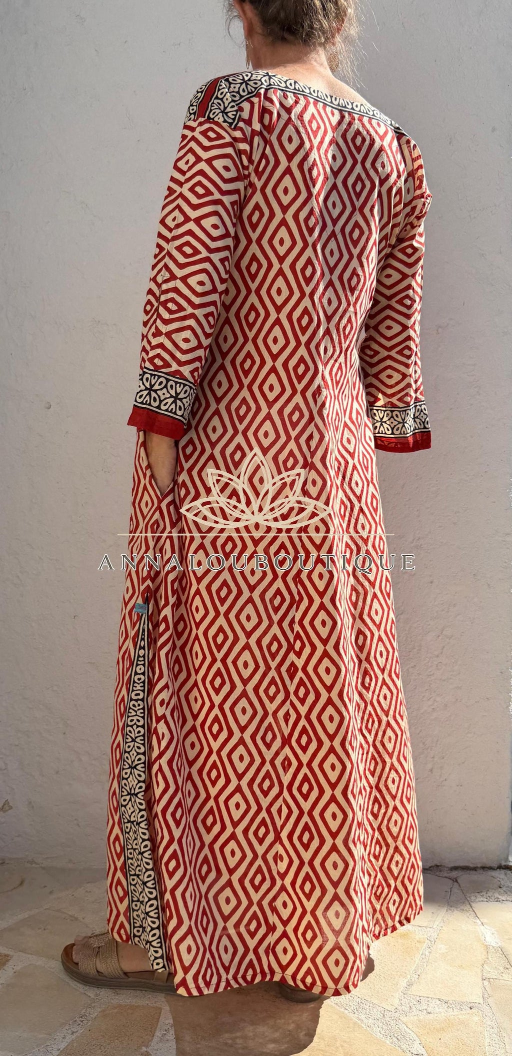 Rust Beige Diamond Cotton Kaftan Dress, Soft Cotton Maxi Dress, Bohemian Summer Outfit, Flowy Resort Wear, Lightweight Women’s Fashion