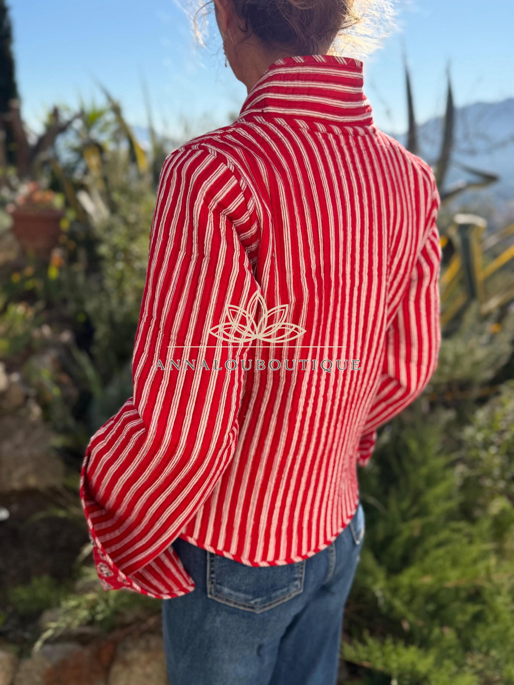 Reversible Quilted Cotton Crossed Jacket – Red Winter Coat