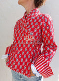Reversible Quilted Cotton Crossed Jacket – Red Winter Coat