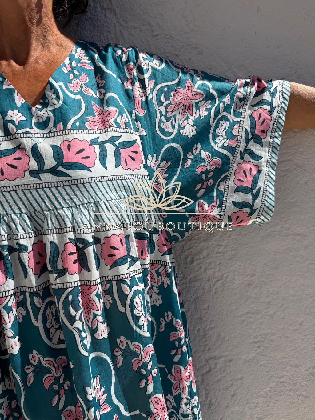 Teal Floral Oversized Cotton Maxi Dress, Pink Flower Print Boho Dress, Soft Cotton Summer Outfit, Flowy Women's Dress