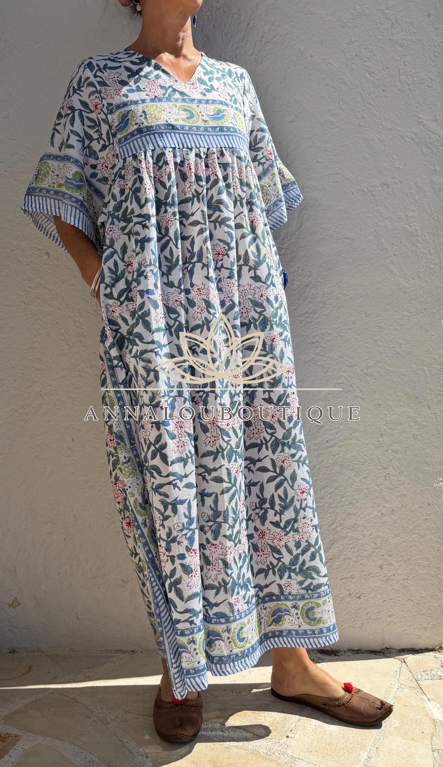 Floral Oversized Cotton Maxi Dress, Multicolor Flower Print Boho Dress, Soft Cotton Summer Outfit, Flowy Women's Dress