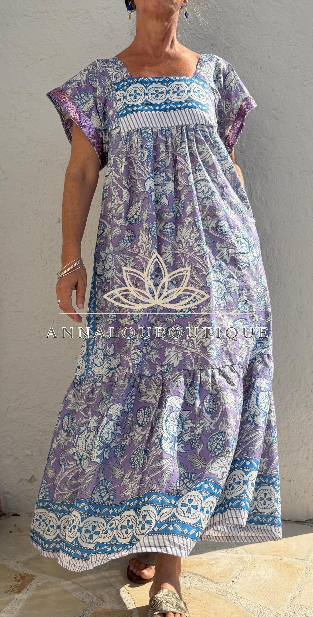 Flowy Soft Cotton Maxi Dress – Mauve Floral Dress, Boho Chic Summer Outfit, Resort Wear for Women, Handmade Fashion, Limited Edition
