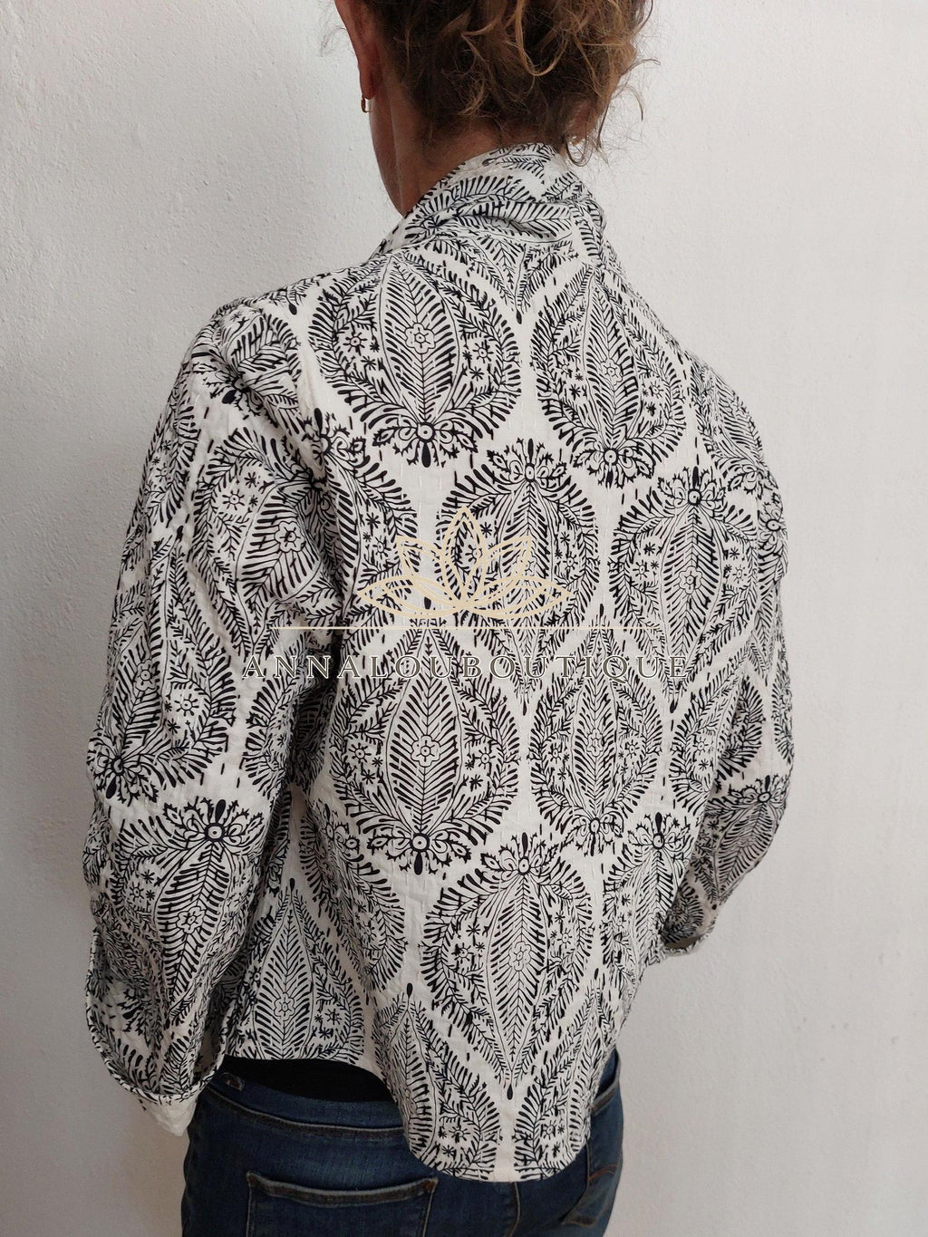 Black Diamond Cotton Jacket, Kimono Style Bohemian Jacket, Mid-Season Casual Wear, White Cotton Lining, Limited Edition