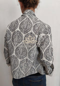 Black Diamond Cotton Jacket, Kimono Style Bohemian Jacket, Mid-Season Casual Wear, White Cotton Lining, Limited Edition