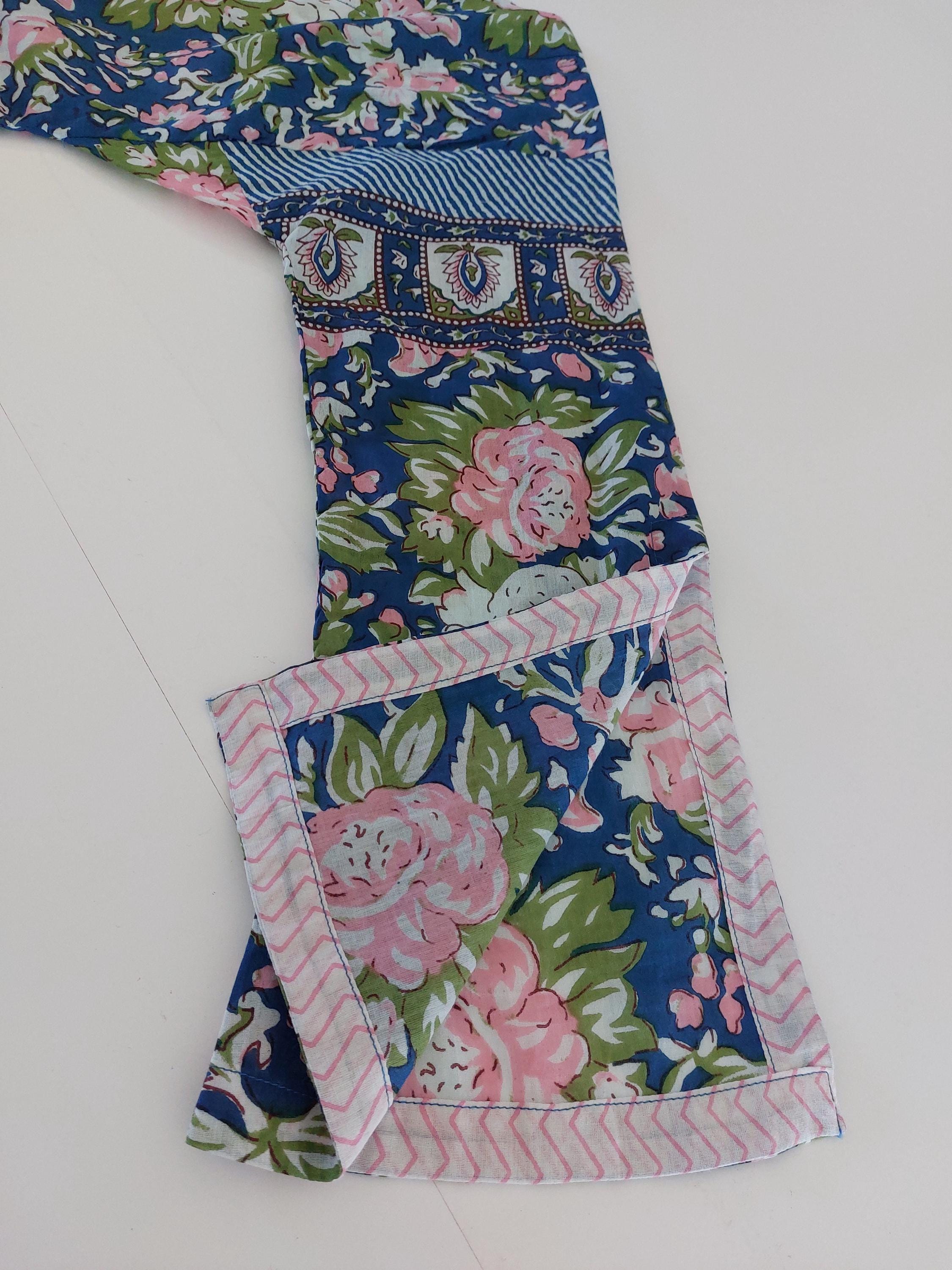 Pink Blue Floral Kaftan Dress, Soft Cotton Beach Cover Up, Flowy Summer Maxi Dress, Bohemian Resort Wear, Handmade Cotton Fashion