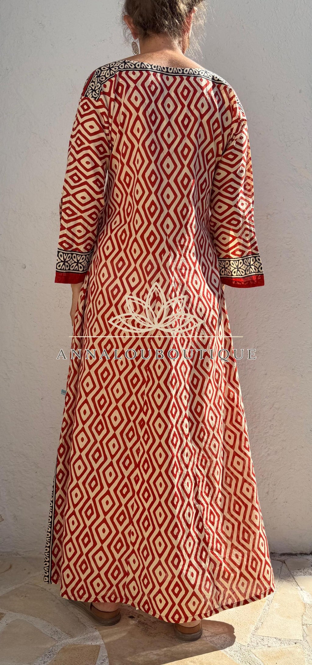 Rust Beige Diamond Cotton Kaftan Dress, Soft Cotton Maxi Dress, Bohemian Summer Outfit, Flowy Resort Wear, Lightweight Women’s Fashion