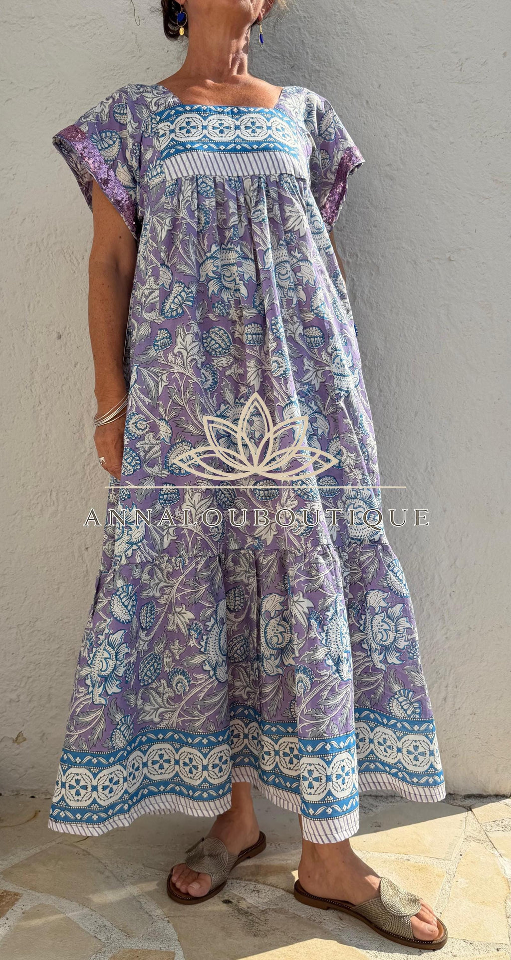 Flowy Soft Cotton Maxi Dress – Mauve Floral Dress, Boho Chic Summer Outfit, Resort Wear for Women, Handmade Fashion, Limited Edition