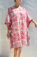 Hippie Chic Cotton Poncho – Short Kaftan with Pompon Finish & V Neck