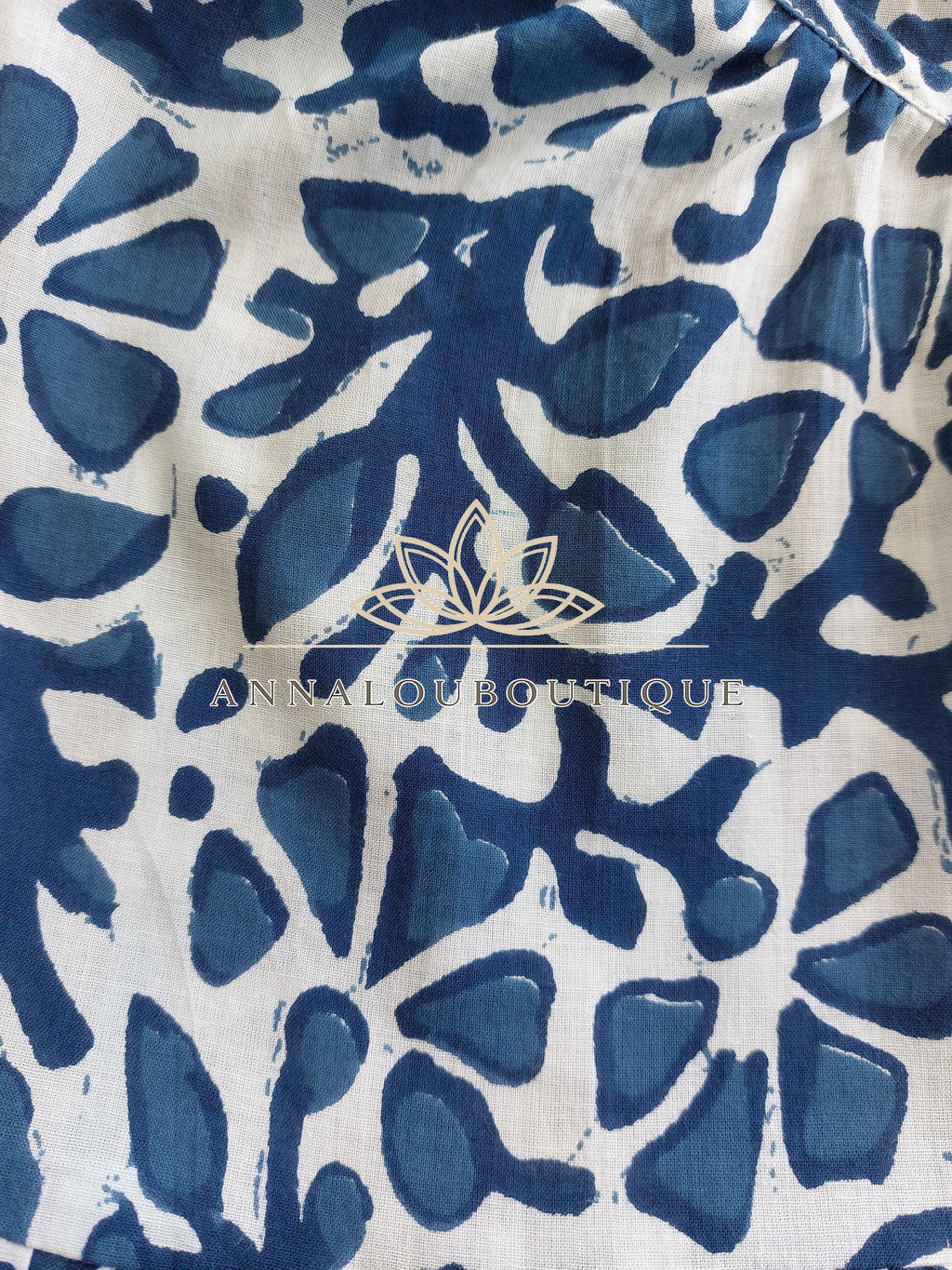 Boheme Chic Cotton Maxi Dress – Navy Blue Summer Outfit Annalou Design