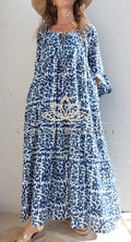 Boheme Chic Cotton Maxi Dress – Navy Blue Summer Outfit Annalou Design